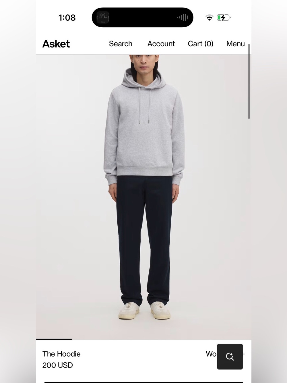 Asket Light Gray Pullover Hoodie